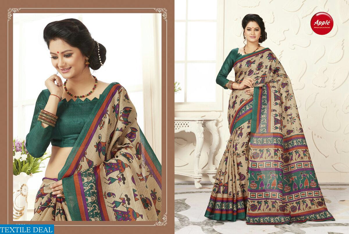 apple madhubani vol-5 wholesale cotton silk saree